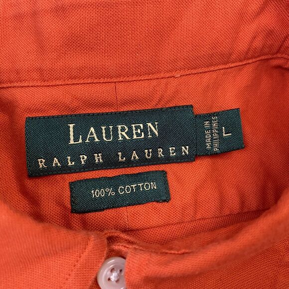 Ralph Lauren Mens Large Button Up Shirt Crest Logo Pocket Preppy LRL Vtg 90s - Picture 8 of 11